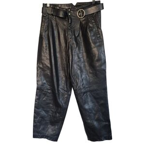 Vintage ADA Canada Leather Pants Pleated Wider Leg Size 9/10